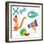 Very Cute Alphabet.X Letter. Xerus,X-Ray Fish,Xylophone,Xigua-Ovocheva-Framed Art Print