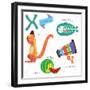 Very Cute Alphabet.X Letter. Xerus,X-Ray Fish,Xylophone,Xigua-Ovocheva-Framed Art Print