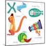 Very Cute Alphabet.X Letter. Xerus,X-Ray Fish,Xylophone,Xigua-Ovocheva-Mounted Art Print