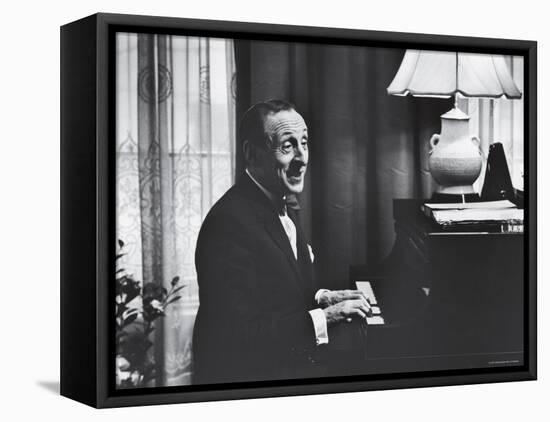 Very Good Portrait of Pianist Vladimir Horowitz Seated at the Piano at His Home in New York-Gjon Mili-Framed Stretched Canvas