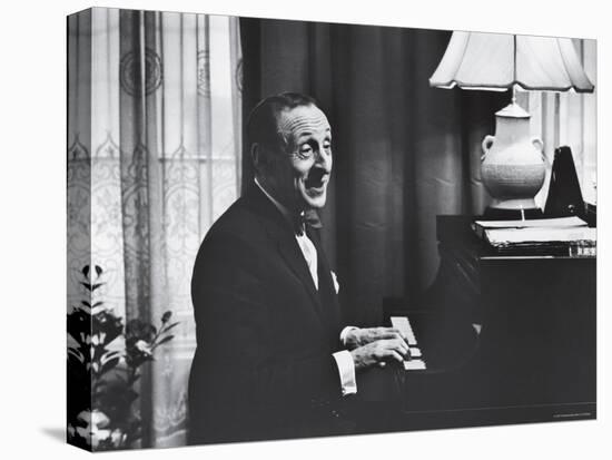 Very Good Portrait of Pianist Vladimir Horowitz Seated at the Piano at His Home in New York-Gjon Mili-Stretched Canvas