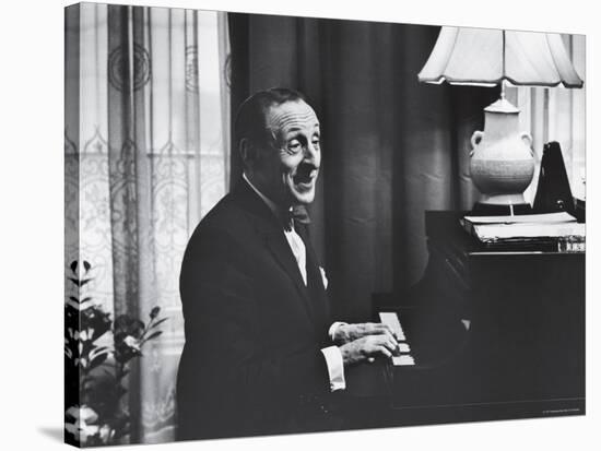 Very Good Portrait of Pianist Vladimir Horowitz Seated at the Piano at His Home in New York-Gjon Mili-Stretched Canvas