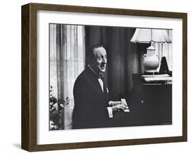 Very Good Portrait of Pianist Vladimir Horowitz Seated at the Piano at His Home in New York-Gjon Mili-Framed Premium Photographic Print