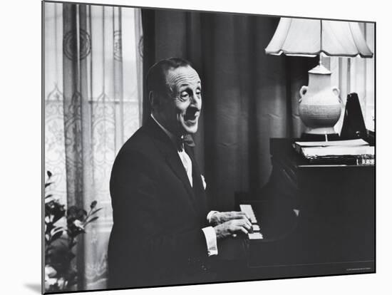 Very Good Portrait of Pianist Vladimir Horowitz Seated at the Piano at His Home in New York-Gjon Mili-Mounted Premium Photographic Print