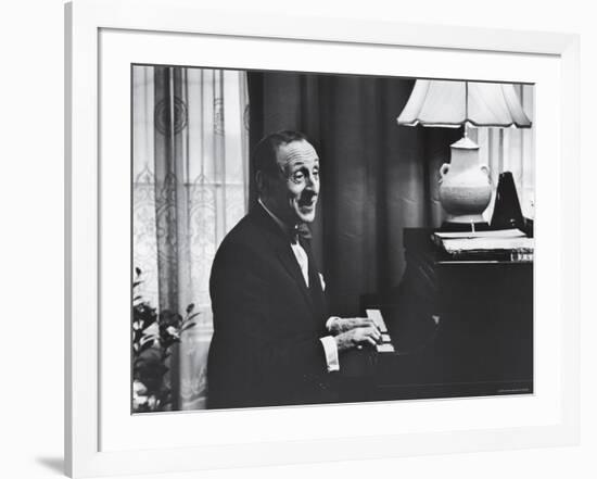 Very Good Portrait of Pianist Vladimir Horowitz Seated at the Piano at His Home in New York-Gjon Mili-Framed Premium Photographic Print