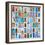 Very Old, Blue And Golden Doors Of Morocco-charobna-Framed Art Print