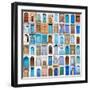 Very Old, Blue And Golden Doors Of Morocco-charobna-Framed Art Print