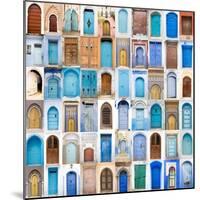 Very Old, Blue And Golden Doors Of Morocco-charobna-Mounted Art Print