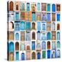 Very Old, Blue And Golden Doors Of Morocco-charobna-Stretched Canvas