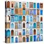 Very Old, Blue And Golden Doors Of Morocco-charobna-Stretched Canvas