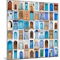 Very Old, Blue And Golden Doors Of Morocco-charobna-Mounted Art Print