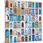 Very Old, Blue And Golden Doors Of Morocco-charobna-Mounted Art Print
