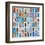 Very Old, Blue And Golden Doors Of Morocco-charobna-Framed Art Print