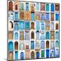 Very Old, Blue And Golden Doors Of Morocco-charobna-Mounted Art Print