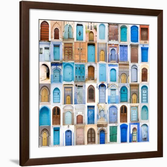 Very Old, Blue And Golden Doors Of Morocco-charobna-Framed Art Print