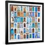 Very Old, Blue And Golden Doors Of Morocco-charobna-Framed Art Print