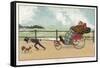 Very Small Boy Pulls a Very Large Relative Along the Esplanade of a Seaside Resort-Tom Browne-Framed Stretched Canvas