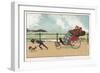 Very Small Boy Pulls a Very Large Relative Along the Esplanade of a Seaside Resort-Tom Browne-Framed Art Print