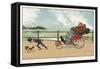 Very Small Boy Pulls a Very Large Relative Along the Esplanade of a Seaside Resort-Tom Browne-Framed Stretched Canvas