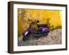 Vespa and Yellow Wall in Old Town, Rhodes, Greece-Tom Haseltine-Framed Photographic Print