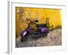 Vespa and Yellow Wall in Old Town, Rhodes, Greece-Tom Haseltine-Framed Photographic Print