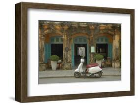 Vespa scooter and The Hill Station Deli and Boutique, Hoi An, Vietnam-David Wall-Framed Photographic Print