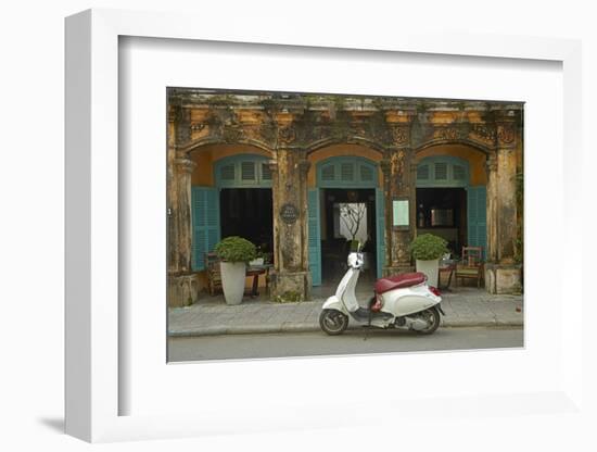 Vespa scooter and The Hill Station Deli and Boutique, Hoi An, Vietnam-David Wall-Framed Photographic Print