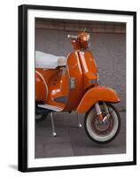 Vespa Scooter, Llanes, Spain-Walter Bibikow-Framed Premium Photographic Print