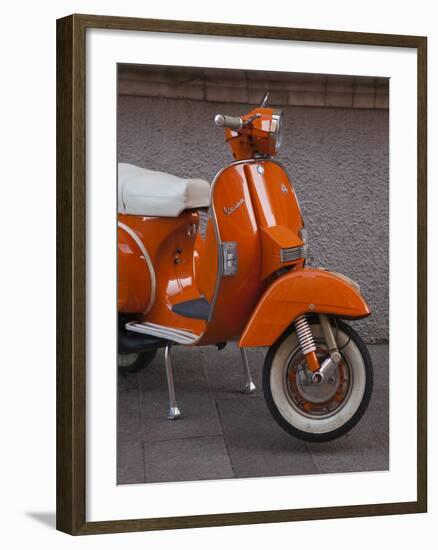 Vespa Scooter, Llanes, Spain-Walter Bibikow-Framed Premium Photographic Print
