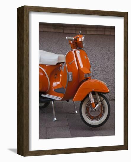 Vespa Scooter, Llanes, Spain-Walter Bibikow-Framed Photographic Print