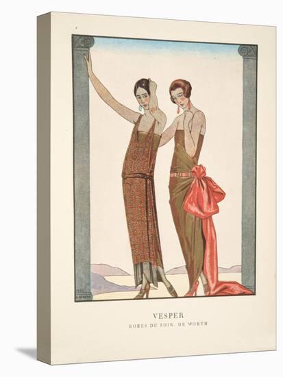 Vesper, from a Collection of Fashion Plates, 1922 (Pochoir Print)-Georges Barbier-Stretched Canvas
