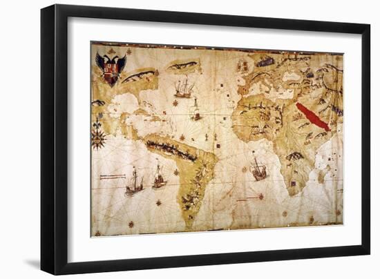 Vespucci's World Map, 1526-Juan Vespucci-Framed Giclee Print