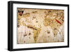 Vespucci's World Map, 1526-Juan Vespucci-Framed Giclee Print