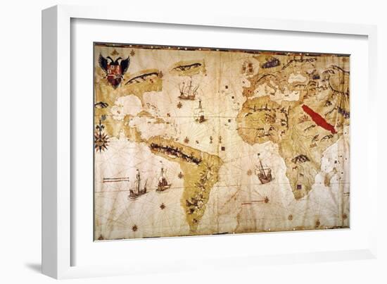 Vespucci's World Map, 1526-Juan Vespucci-Framed Giclee Print