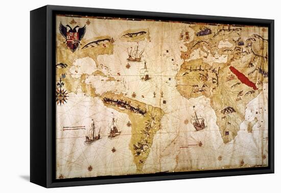 Vespucci's World Map, 1526-Juan Vespucci-Framed Stretched Canvas