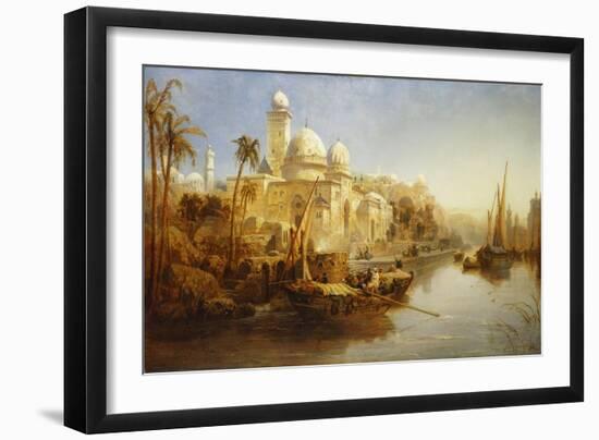 Vessels Moored at the Steps of a Moorish Palace, 1875-James Webb-Framed Giclee Print