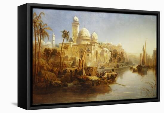 Vessels Moored at the Steps of a Moorish Palace, 1875-James Webb-Framed Stretched Canvas