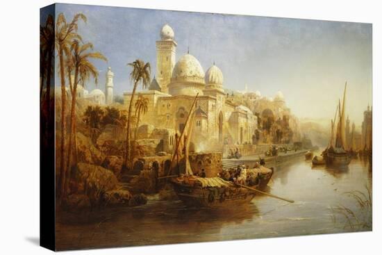 Vessels Moored at the Steps of a Moorish Palace, 1875-James Webb-Stretched Canvas