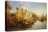 Vessels Moored at the Steps of a Moorish Palace-James Webb-Stretched Canvas