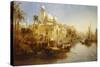 Vessels Moored at the Steps of a Moorish Palace-James Webb-Stretched Canvas