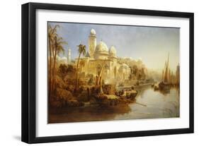 Vessels Moored at the Steps of a Moorish Palace-James Webb-Framed Giclee Print