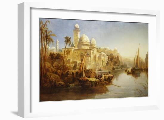 Vessels Moored at the Steps of a Moorish Palace-James Webb-Framed Giclee Print