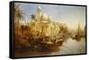 Vessels Moored at the Steps of a Moorish Palace-James Webb-Framed Stretched Canvas