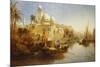 Vessels Moored at the Steps of a Moorish Palace-James Webb-Mounted Giclee Print
