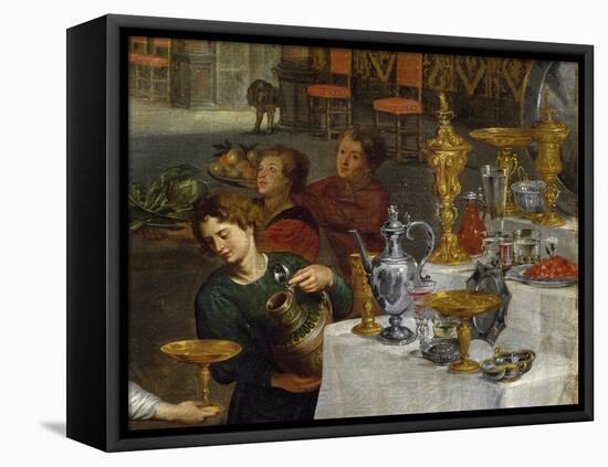 Vessels of Gold and Silver, Detail from Allegory of Four Elements-Jan Brueghel the Elder-Framed Stretched Canvas