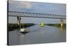 Vessels on Kiel Canal near Brunsbuttel, Schleswig-Holstein, Germany, Europe-Hans-Peter Merten-Stretched Canvas