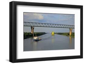 Vessels on Kiel Canal near Brunsbuttel, Schleswig-Holstein, Germany, Europe-Hans-Peter Merten-Framed Photographic Print