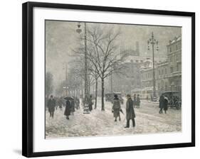 Vesterbro Passage in Copenhagen in Winter, 1919-Paul Fischer-Framed Premium Giclee Print