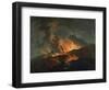 Vesuvius Erupting at Night, Observed by Elegant Gentlemen-Jacques Antoine Volaire-Framed Giclee Print