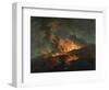 Vesuvius Erupting at Night, Observed by Elegant Gentlemen-Jacques Antoine Volaire-Framed Giclee Print